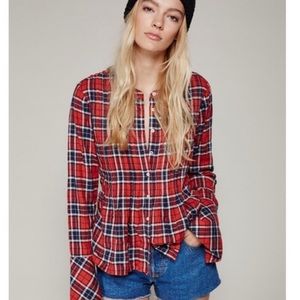 Free people Kansas City plaid shirt size L Large